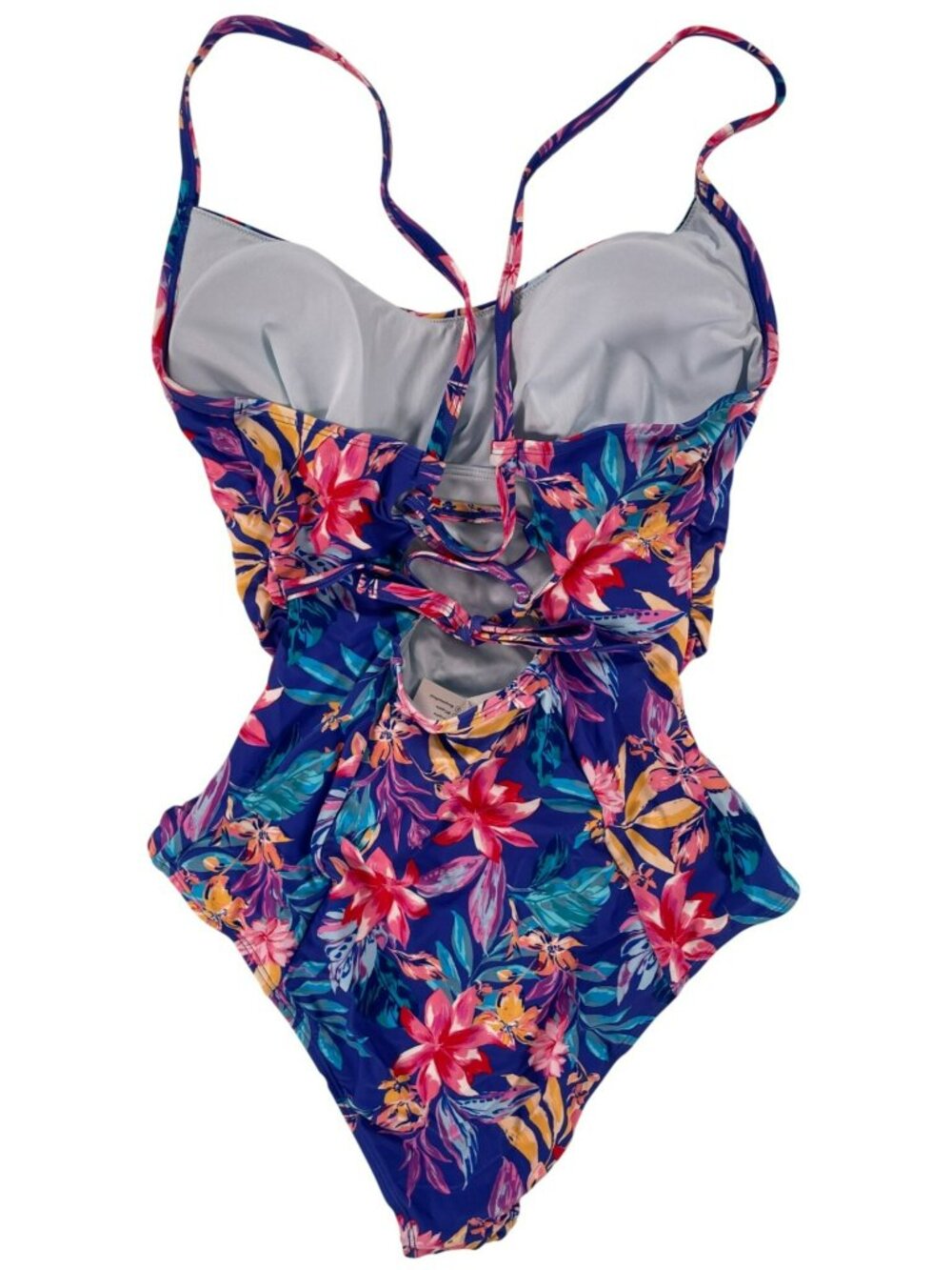Cupshe Tummy Control Square Neck One-Piece Floral Swimsuit Adjustable Size L NEW - Picture 2 of 9